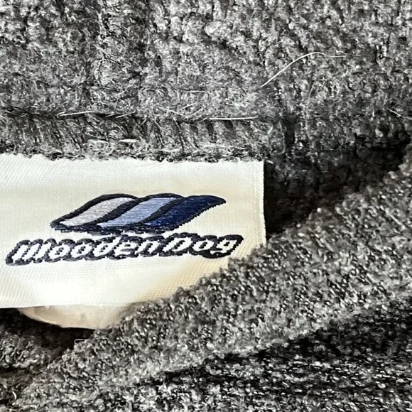 Wooden Dog Terry Sweatshirt Mens Med Grey Terrycloth Hoodie Pullover Sweatshirt - Picture 10 of 14